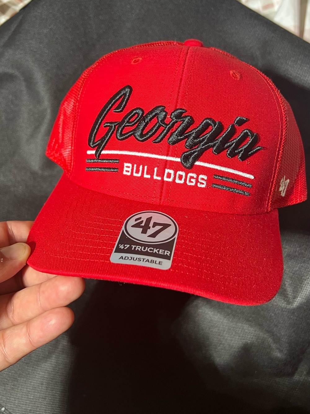 47 Red Georgia Bulldogs Trucker Hat with Mesh Back